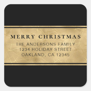 Adesivo Quadrado Esquadra de Natal Dourada Mínima Moderna Chic
