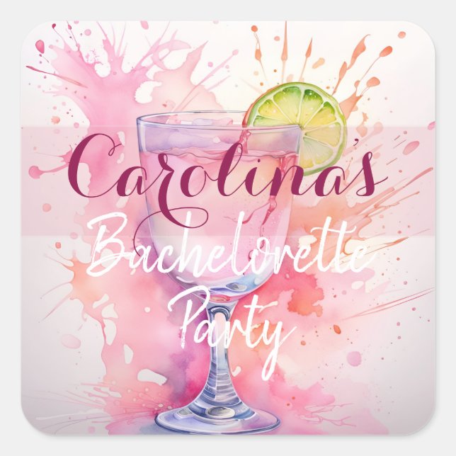 Adesivo Quadrado Esquadrão de Brilho de Nome Personalizado/Rosa de  (Frente)