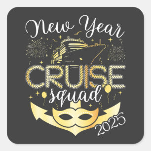 Adesivo Quadrado Esquadrão de Cruzeiro de Ano Novo 2025