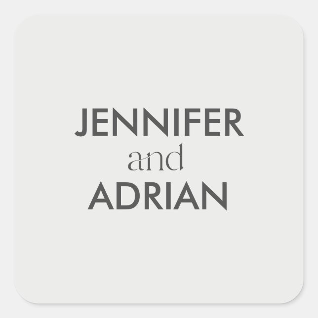 Adesivo Quadrado Esquadrão de Envelope Mínimo de Casamento Elegante (Frente)