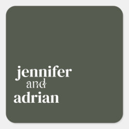 Adesivo Quadrado Esquadrão de Envelope Mínimo de Casamento Elegante