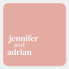 Adesivo Quadrado Esquadrão de Envelope Mínimo de Casamento Elegante