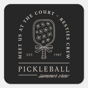 Adesivo Quadrado Esquadrão de Verão do Pickleball raparigas galera