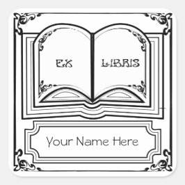 Adesivo Quadrado Esquadrão Deco de Arte Ex Libris em Preto