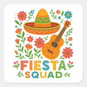Adesivo Quadrado Esquadrão Fiesta - Víblias do Partido Colorido