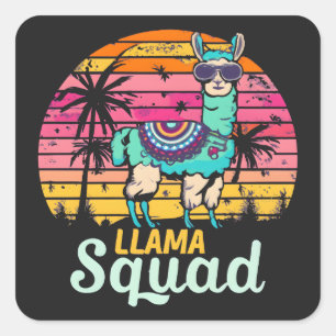 Adesivo Quadrado Esquadrão legal Retro Llama