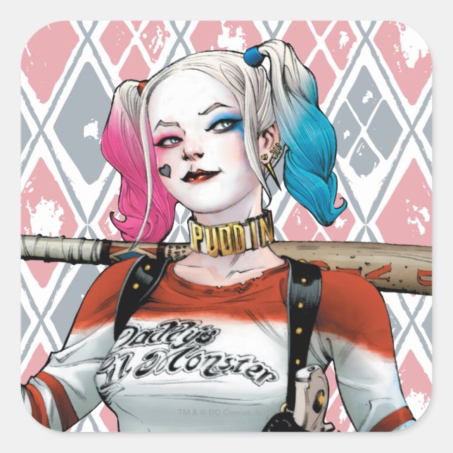 Adesivo Quadrado Esquadrão Suicida | Harley Quinn (Frente)