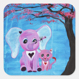 Adesivo Quadrado Esqueça-me de não elefante rosa.