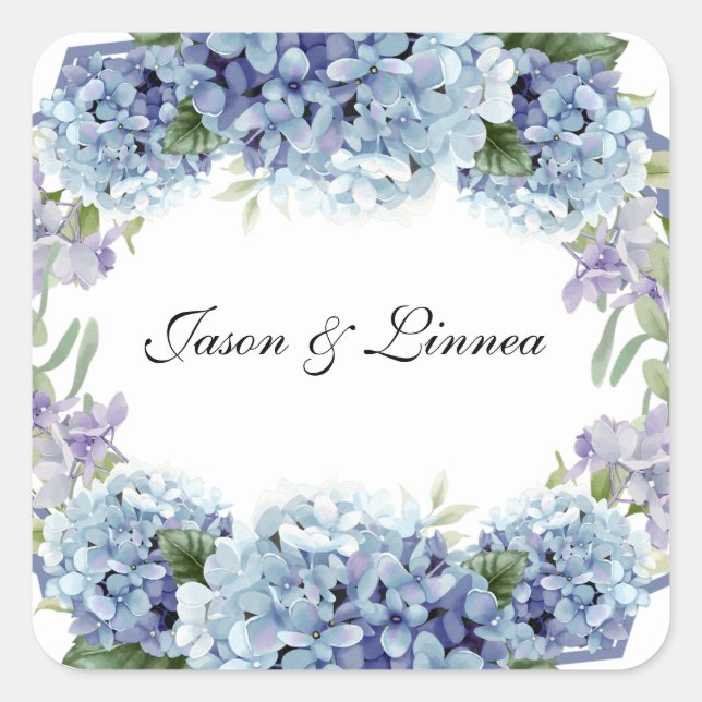 Adesivo Quadrado Esqueça-Me-Não Flores Aquarela Elegante (Frente)