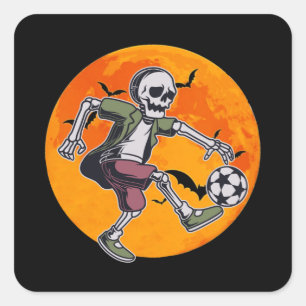 Adesivo Quadrado Esqueleto de futebol - Halloween