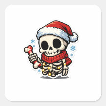 Esqueleto de Natal Fofo Segurando Cana-de-Açúcar K