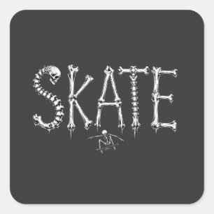 Adesivo Quadrado Esqueleto SKATE Desenho de Terror
