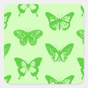 Adesivo Quadrado Esquema da borboleta, verde limão
