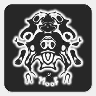 Adesivo Quadrado Esquema de cão de vaca v4