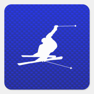 Adesivo Quadrado Esqui azul da neve