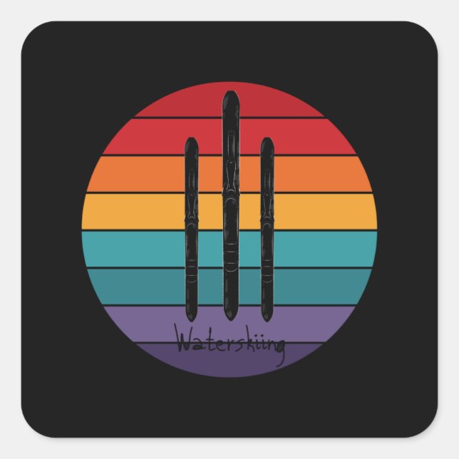 Adesivo Quadrado Esqui d'água retrô - Esqui d'água (Frente)