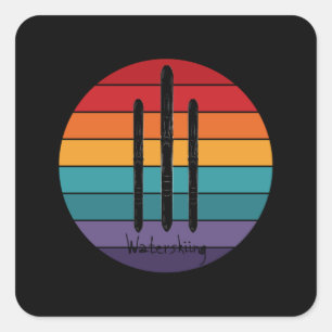 Adesivo Quadrado Esqui d'água retrô - Esqui d'água