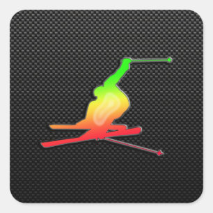 Adesivo Quadrado Esqui de neve elegante