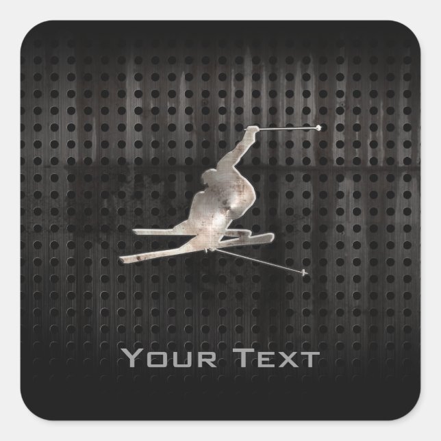 Adesivo Quadrado Esqui de neve; preto Legal (Frente)