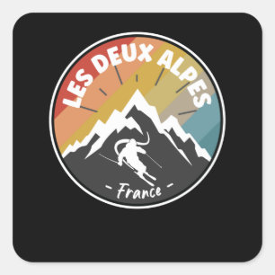 Adesivo Quadrado Esqui Em França Les Deux Alpes