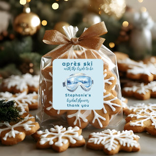 Adesivo Quadrado Esqui Pós-Esqui Esportivo Inverno Aquarela Chá de 