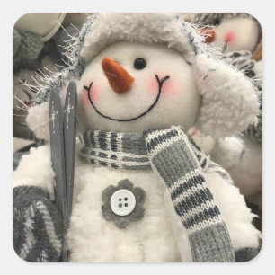 ADESIVO QUADRADO **ESQUIANDO SNOWMAN** NATAL