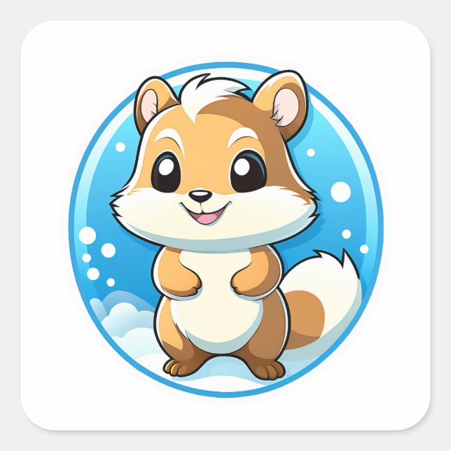 Adesivo Quadrado Esquilo animal adorável (Frente)