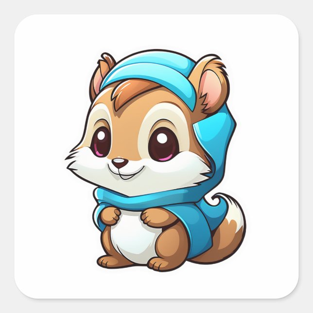 Adesivo Quadrado Esquilo animal adorável (Frente)