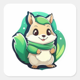 Adesivo Quadrado Esquilo animal adorável