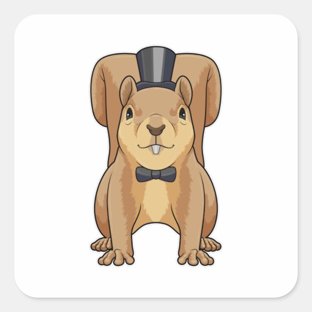 Adesivo Quadrado Esquilo como Alcance com Traje (Frente)