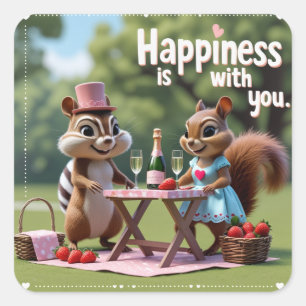 Adesivo Quadrado Esquilo do amor do namorados