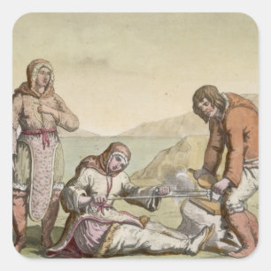 Adesivo Quadrado Esquimós, 1817 (gravura da cor)