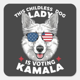 Adesivo Quadrado Esta Dama De Cachorro Sem Filhos Está Votando Para