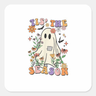 Adesivo Quadrado Esta É A Época Da Festa De Retro Halloween Uma Ten