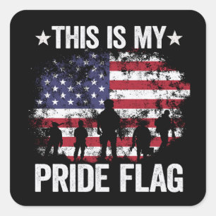Adesivo Quadrado Esta É Minha Bandeira do Orgulho Soldado Americano