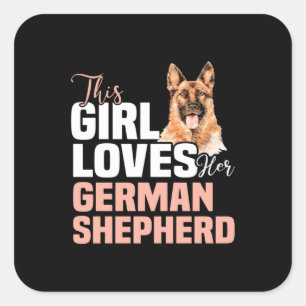 Adesivo Quadrado Esta Menina Ama O German shepherd