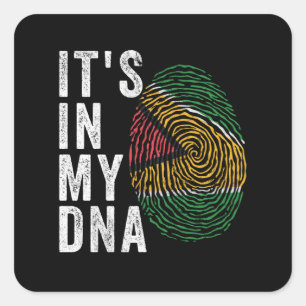 Adesivo Quadrado Está no meu DNA - Bandeira da Guiana