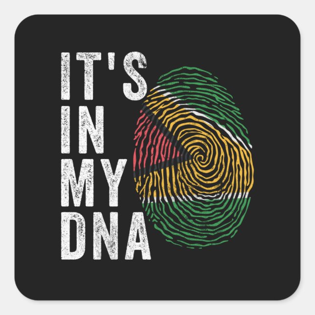 Adesivo Quadrado Está no meu DNA - Bandeira da Guiana (Frente)
