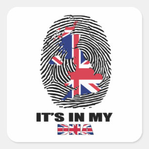 Adesivo Quadrado Está no meu DNA Reino Unido Patriótico Britânic