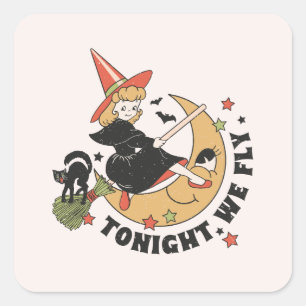 Adesivo Quadrado Esta Noite Voamos Com A Bruxa Bonita