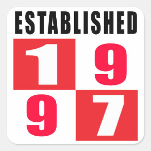 Adesivo Quadrado Estabelecido 1997 designs do aniversário