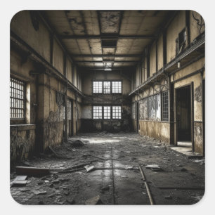 Adesivo Quadrado Estação Abandonada de dentro