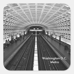 Adesivo Quadrado Estação de Washington olhando para os trilhos