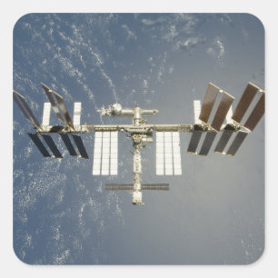 Adesivo Quadrado Estação espacial internacional backdropped