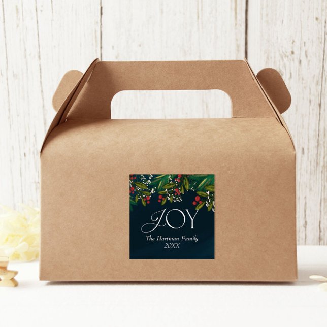 Adesivo Quadrado Estação Personalizada do Natal da Família de Joy (Criador carregado)