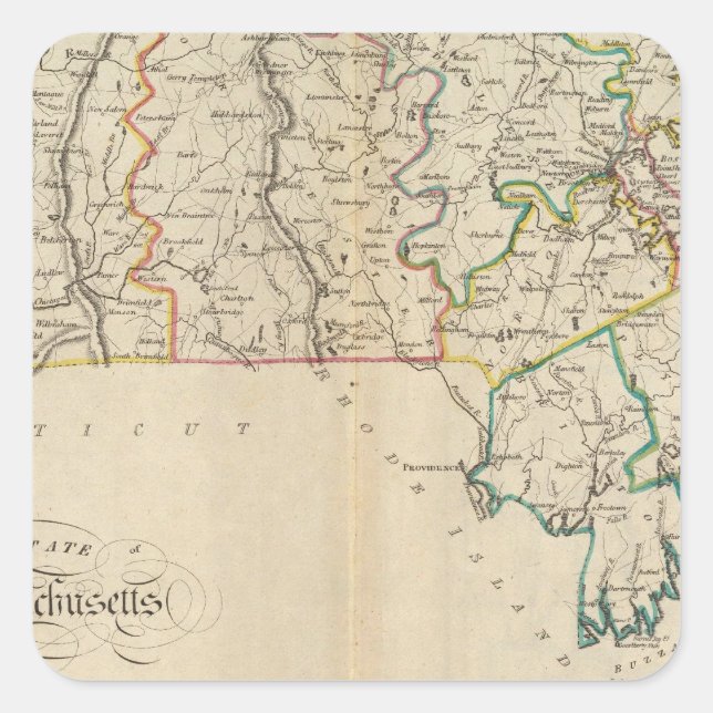 Adesivo Quadrado Estado de Massachusetts 3 (Frente)