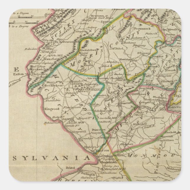 Adesivo Quadrado Estado de New Jersey 3 (Frente)