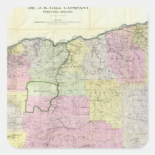 Adesivo Quadrado Estado de Oregon (Frente)