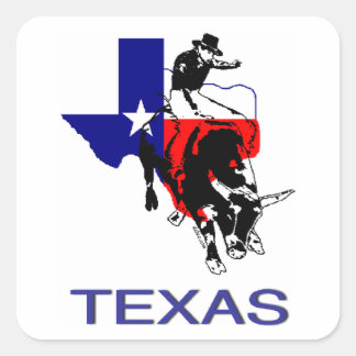 Adesivo Quadrado Estado do Texas Rodeo Bull Rider