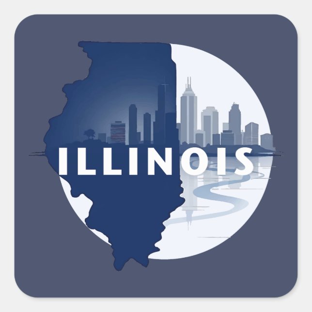 Adesivo Quadrado Estados Unidos da América do Illinois (Frente)